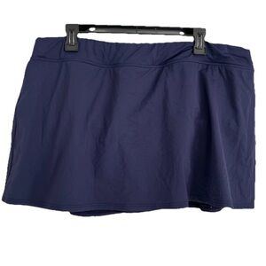 Lands End Swimsuit Skirt Bottoms 20W Blue Tummy Control Built In Briefs